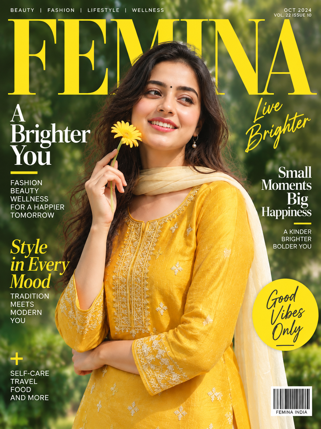 Magazine cover layout example showing isolated subject overlaid on editorial typography design demonstrating versatile use in print media and publishing